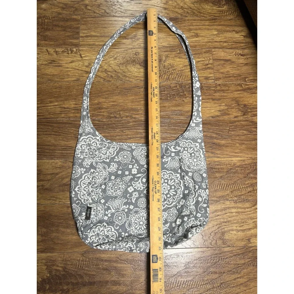 Thirty One Gray Floral and Paisley Reversible Crossbody/Shoulder Hobo Bag